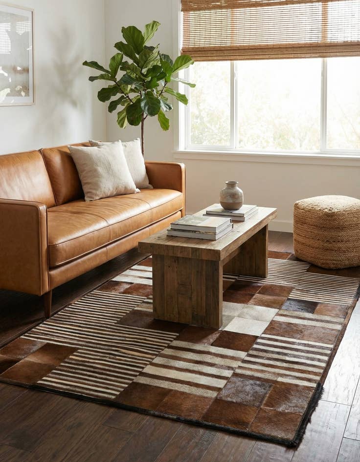 Detail image of 4' x 5' 9 Cowhide Leather Rug