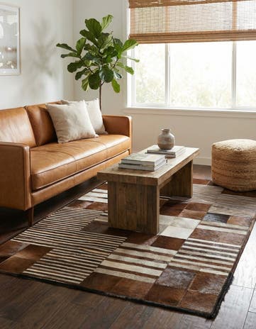 4' x 5' 9 Cowhide Leather Rug