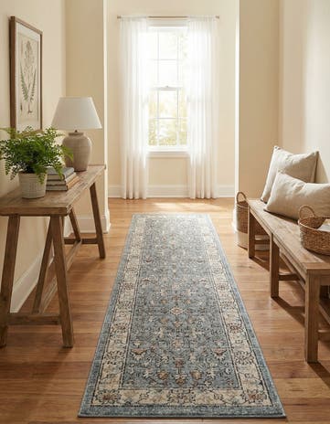 Harbor Blue Eco Traditional Runner Rug