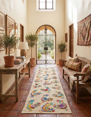2' 5 x 9' 3 Hand Woven Kilim Suzani Wool Runner Rug