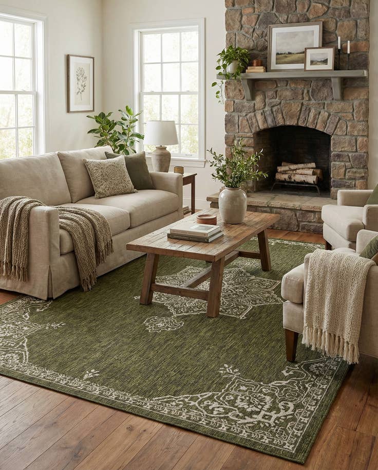 Detail image of 10' x 14' Easy-Clean Traditional Indoor / Outdoor Rug