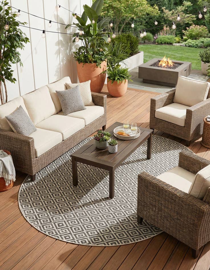 Detail image of  7' 10 x 10'  Washable Jill Zarin Costa Rica Indoor / Outdoor Oval Rug