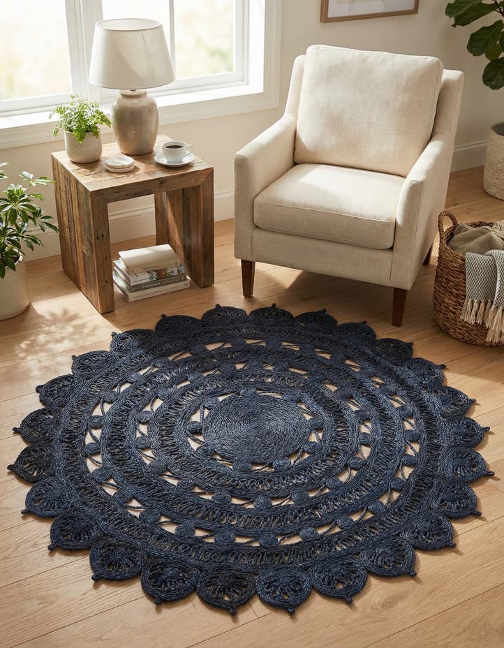 5' 1 x 5' 1 Handmade Braided Jute Round Rug