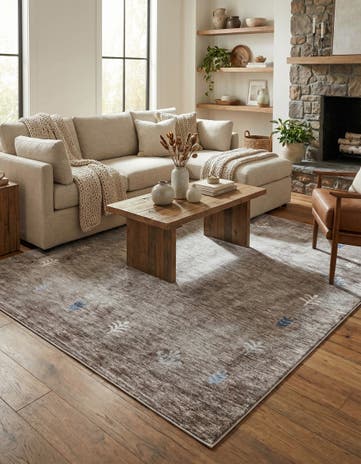 Gray Brown Gabbeh Square Rug