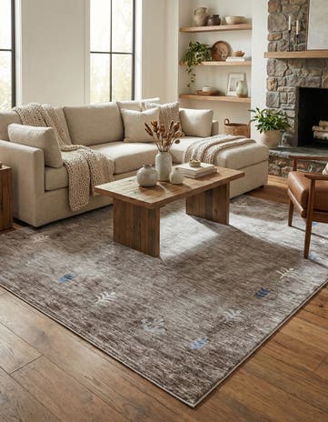 Gray Brown Gabbeh Square Rug
