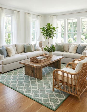Mint Green Hand Knotted Jill Zarin Dorset Square Rug