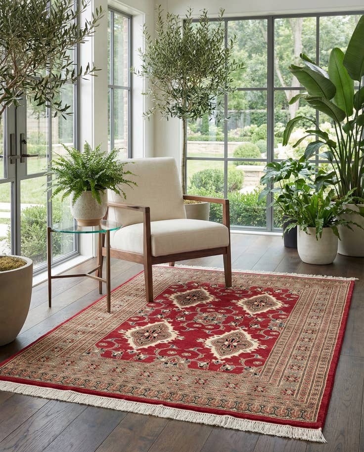 Detail image of 4' 3 x 6' 2 Hand Knotted Bokhara Oriental Rug