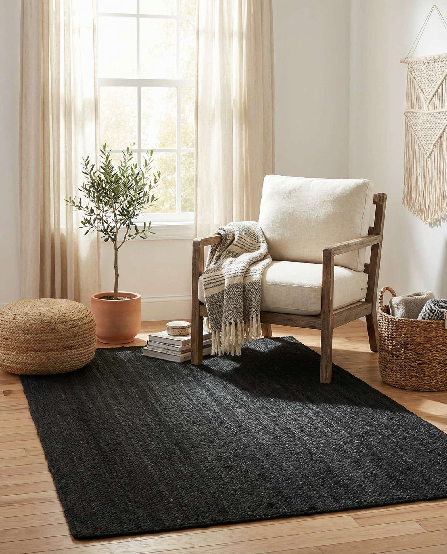 4' 1 x 6' 1 Handmade Braided Jute Rug