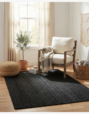Black Handmade Braided Jute Rug