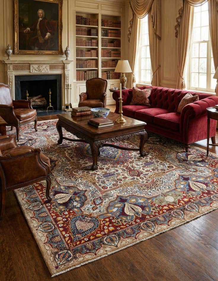 Detail image of  9' 10 x 12' 5  Hand Knotted Kashmar Persian Wool Rug