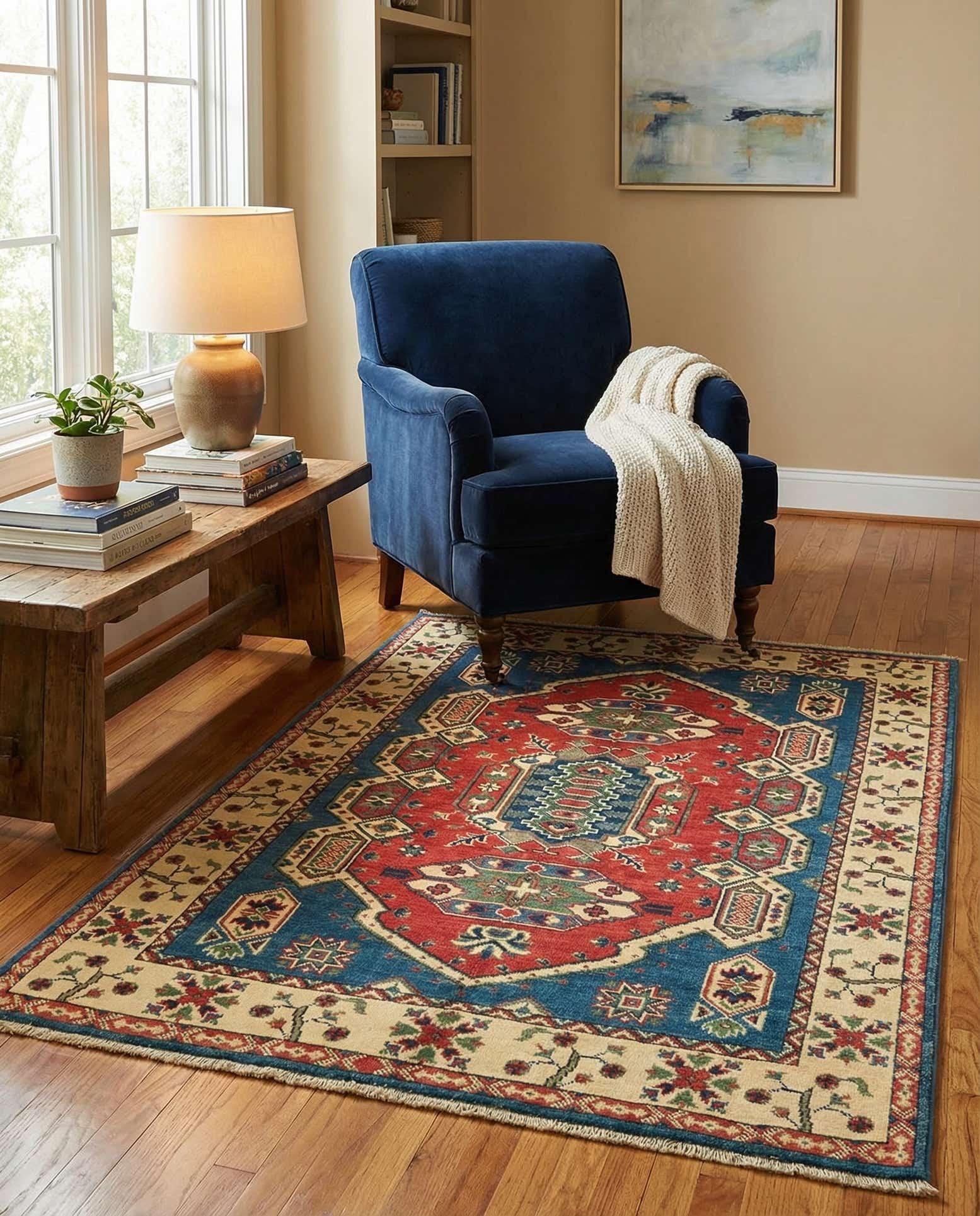 3' 10 x 5' 7 Hand Knotted Kazak Rug