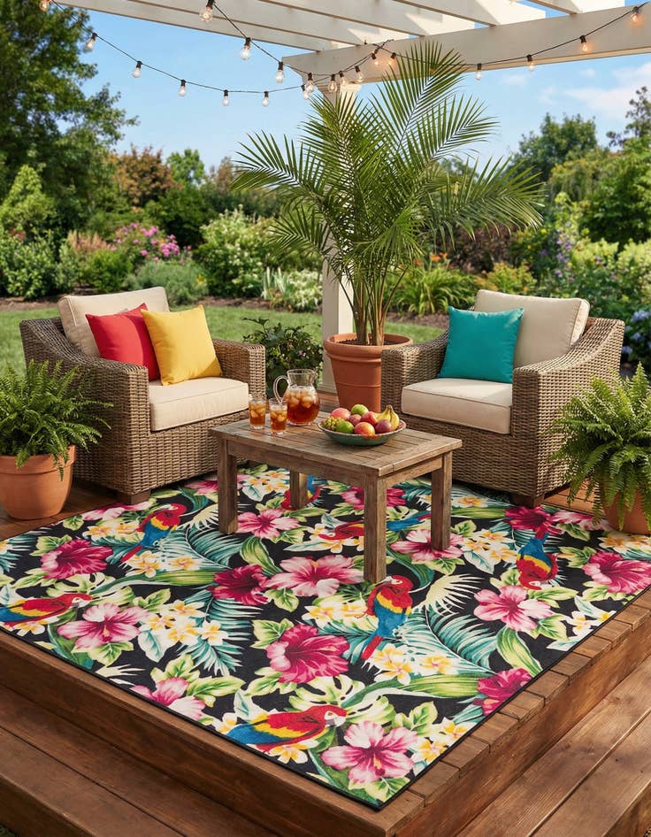 Detail image of  10' x 10'  Washable Jill Zarin Caribbean Indoor / Outdoor Square Rug
