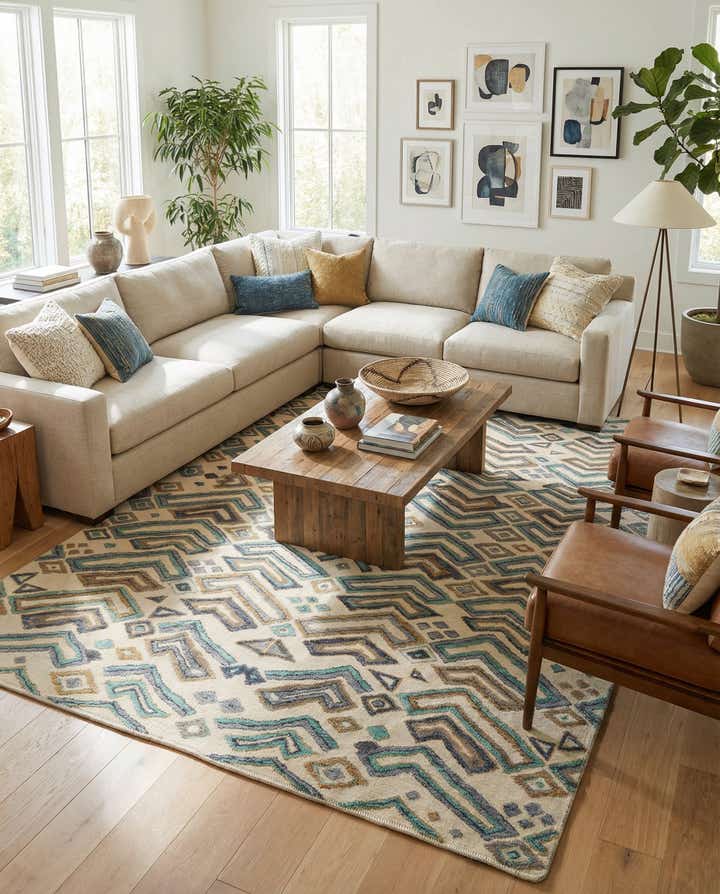 8' x 10' 7 Hand Knotted Darya Wool Rug