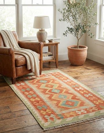 2' 8 x 4' 5 Hand Woven Kilim Waziri Wool Rug