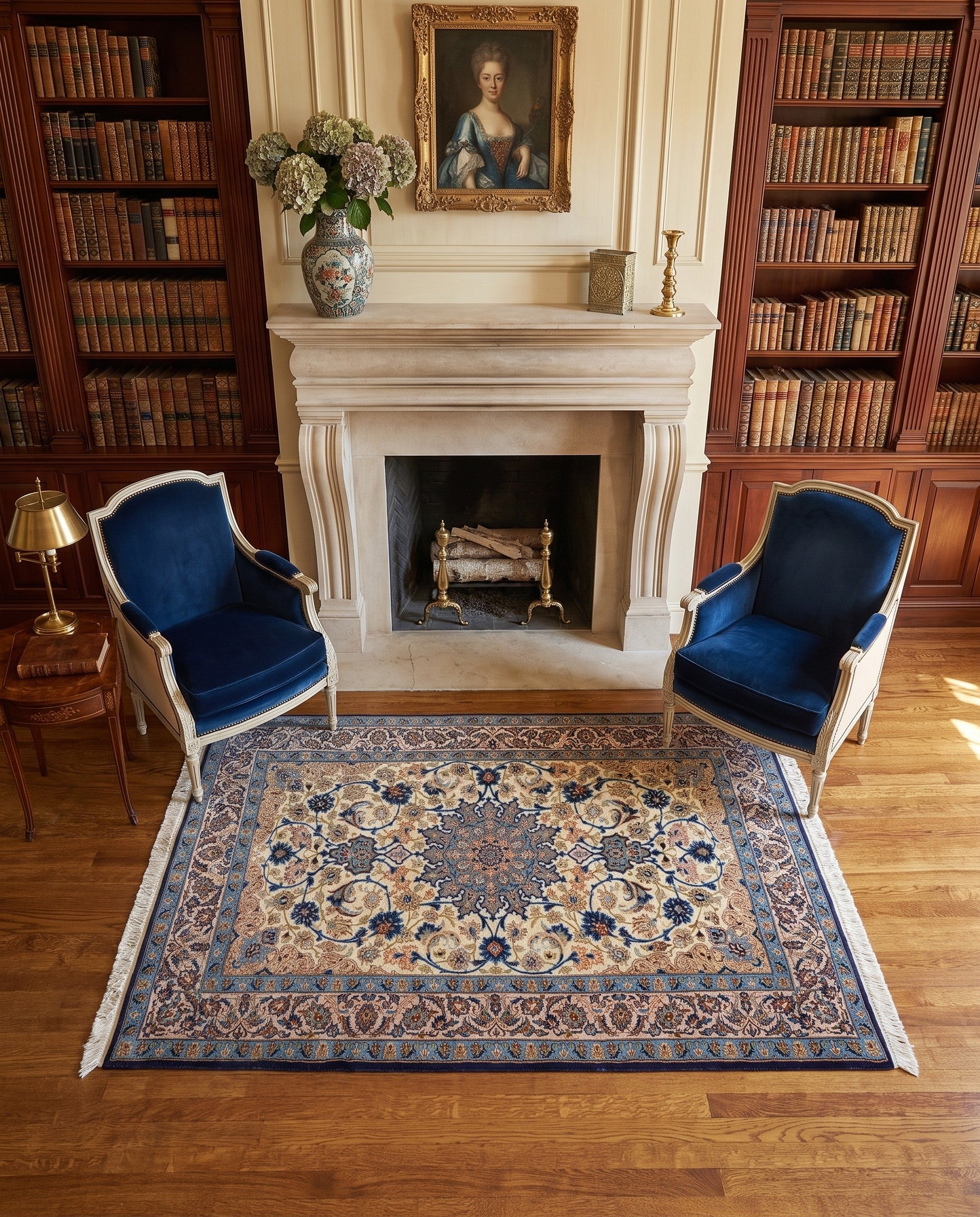 3' 7 x 5' 5 Hand Knotted Isfahan Persian Rug