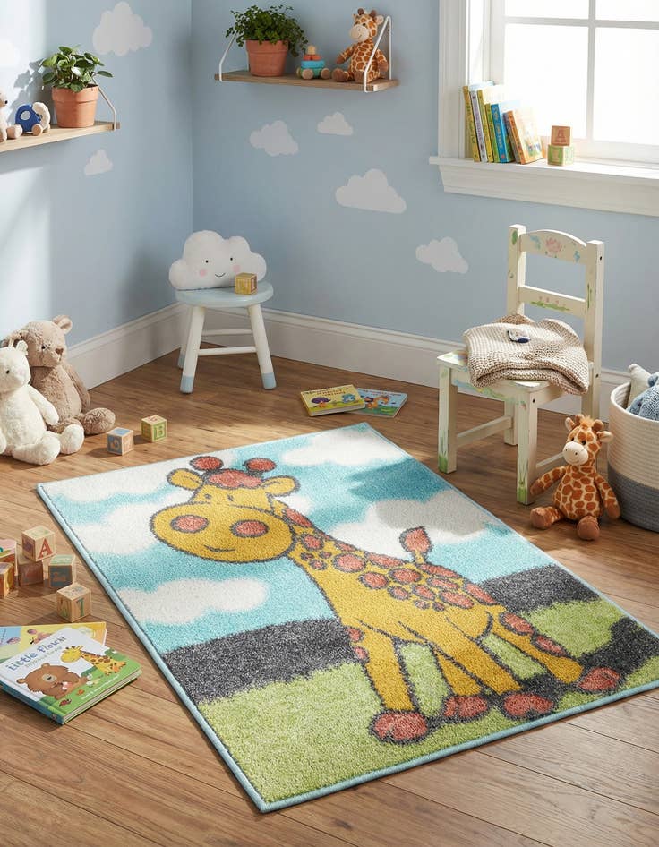 Detail image of 2' 2 x 3' 1 Giraffe Whimsy Kids Rug