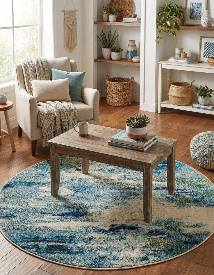 Detail image of 4' x 4'  Washable Spectrum Round Rug