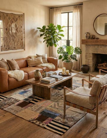 6' 8 x 9' 2 Hand Woven Kilim Patchwork Wool Rug