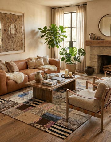 6' 8 x 9' 2 Hand Woven Kilim Patchwork Wool Rug