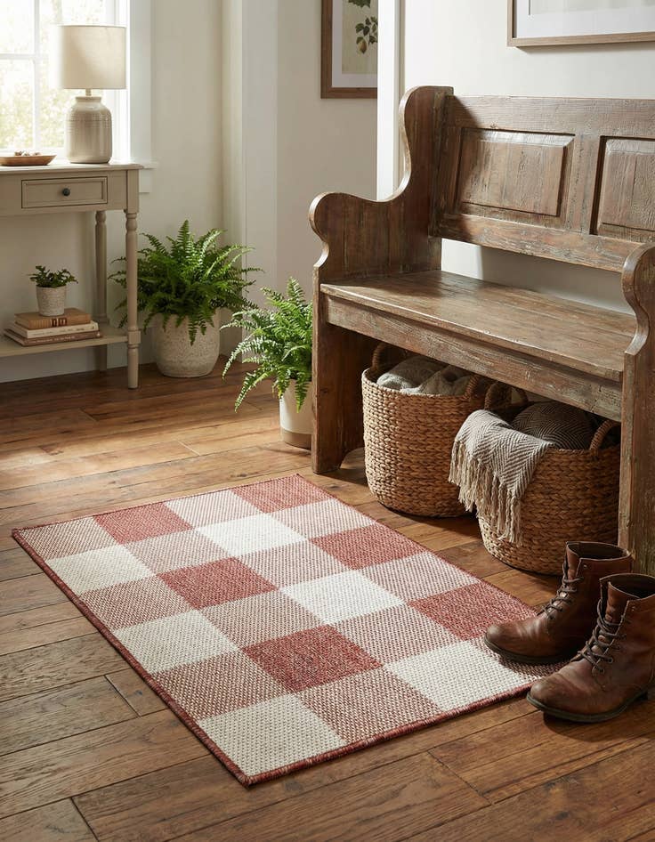 Detail image of  2' x 3'  Washable Checkered Indoor / Outdoor Rug