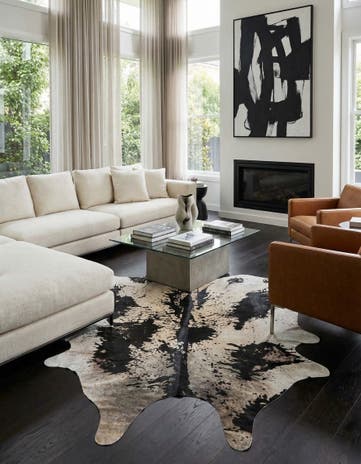 7' x 7' 5 Cowhide Leather Square Rug