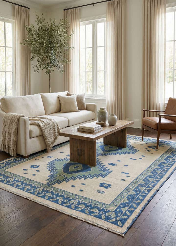 8' x 10' Hand Knotted Oushak Wool Rug