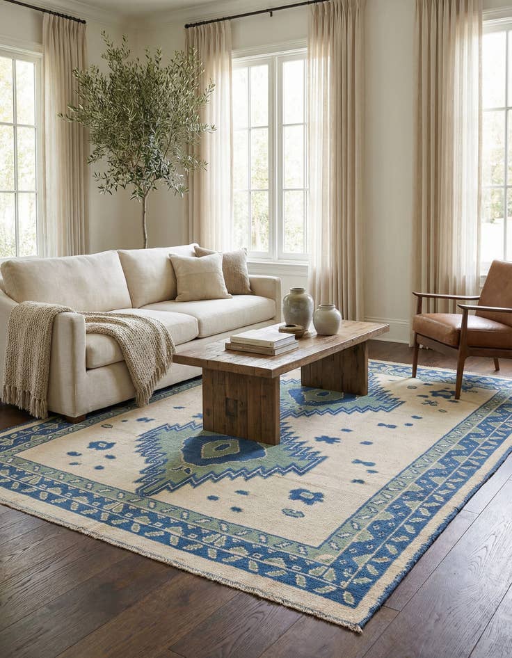 Detail image of 8' x 10' Hand Knotted Oushak Wool Rug