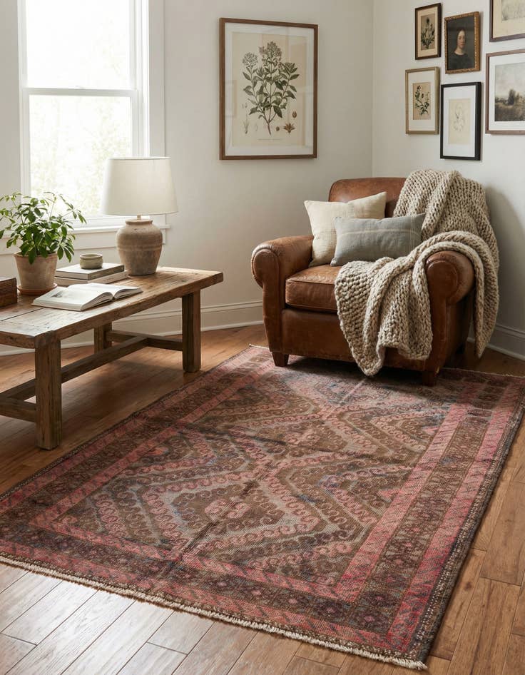 Detail image of  3' 10 x 6' 3  Hand Knotted Ultra Vintage Persian Wool Rug