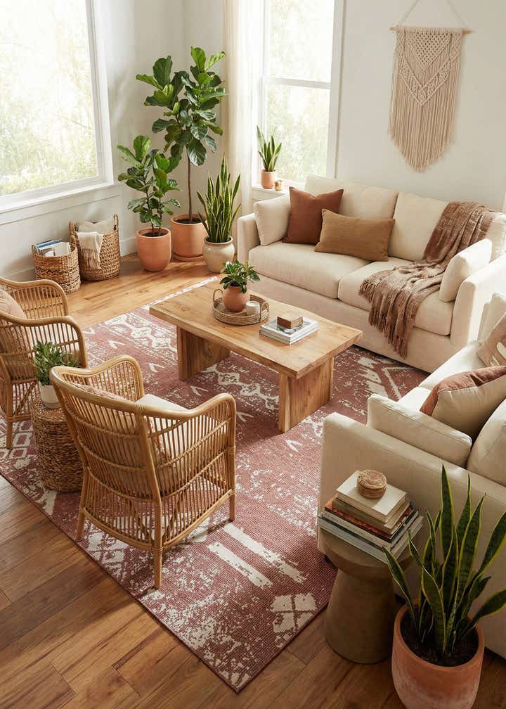 10' 8 x 10' 8 Easy-Clean Bohemian Indoor / Outdoor Square Rug