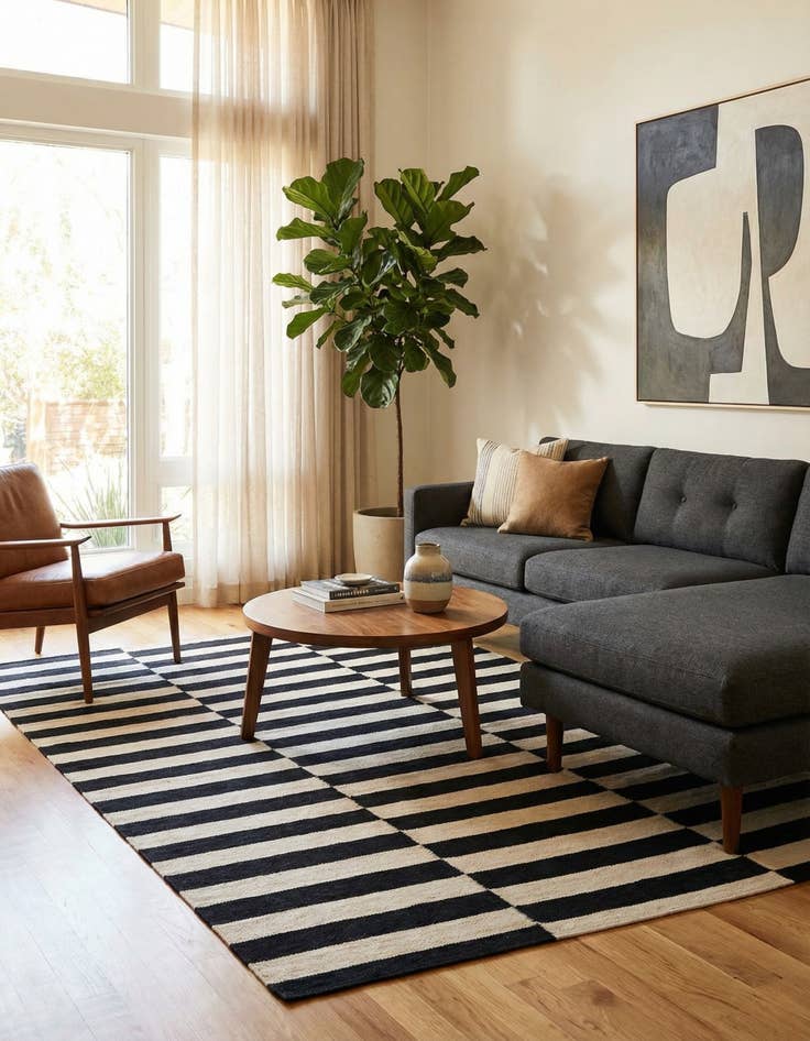 Detail image of 4' 1 x 5' 10  Hand Woven Kilim Modern Wool Rug