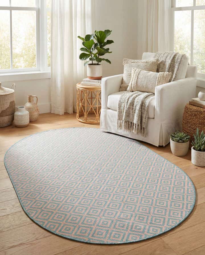 5' 3 x 8' Easy-Clean Jill Zarin Costa Rica Indoor / Outdoor Oval Rug