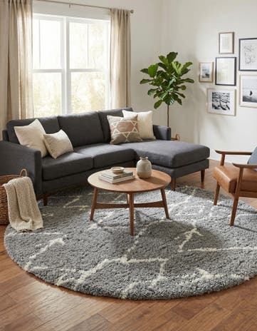 Ash Gray Infinity Shag Round Rug