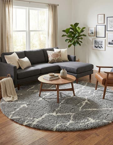 Ash Gray Infinity Shag Round Rug