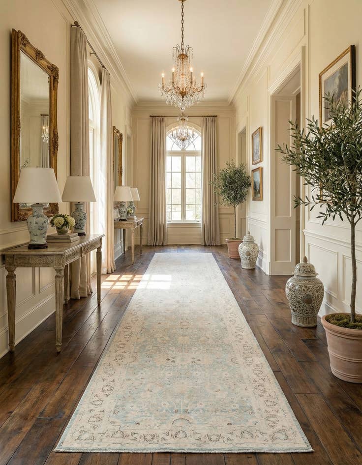 Detail image of  5' 1 x 25' 4  Hand Knotted Ziegler Rug