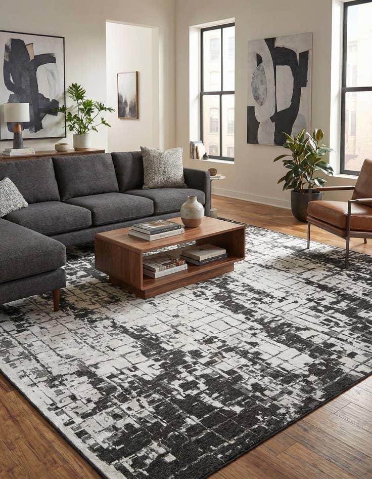 Detail image of  13' x 13'  Washable Modern Indoor / Outdoor Square Rug