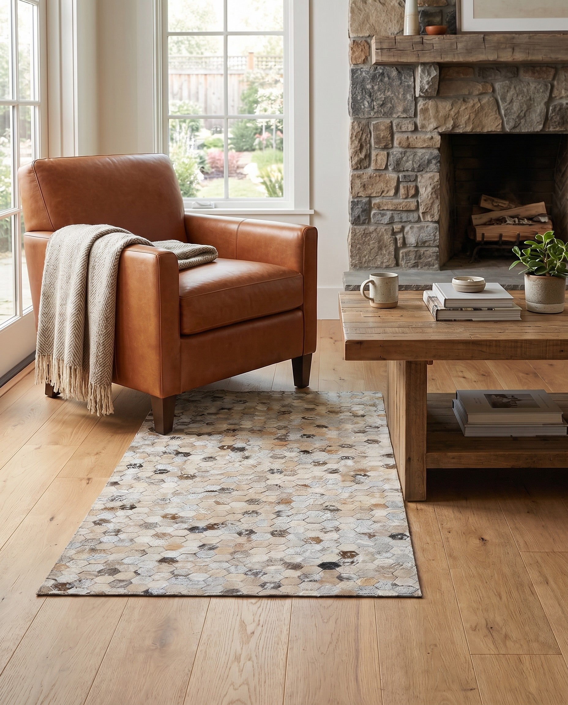 3' 7 x 5' 4 Cowhide Stocks Rug