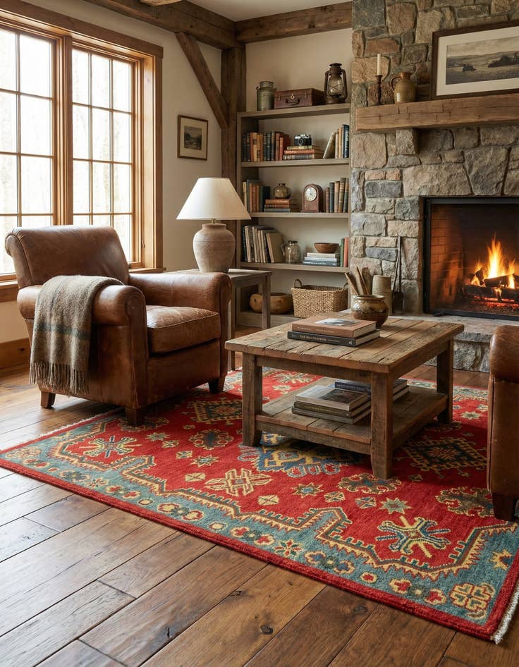 Detail image of 3' 2 x 5'  Hand Knotted Kazak Rug