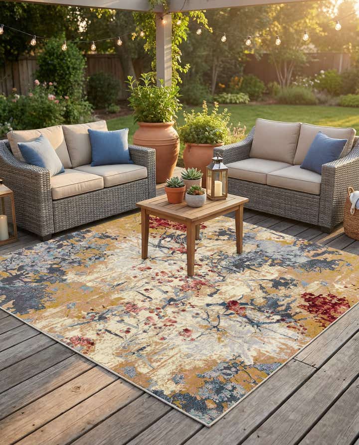 7' 10 x 7' 10 Easy-Clean Modern Indoor / Outdoor Square Rug