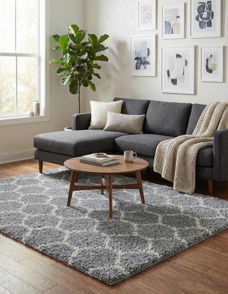 Detail image of  6' x 6' Lattice Shag Square Rug