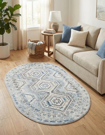 Aqua Blue Charlotte Oval Rug