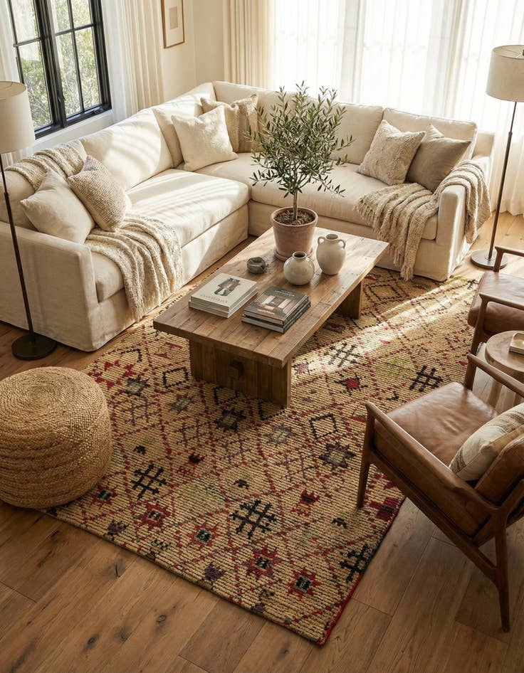 Detail image of 6' 2 x 9' 7  Hand Knotted Moroccan Wool Rug