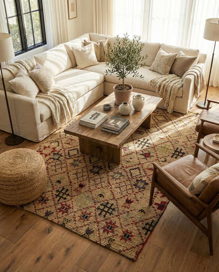 6' 2 x 9' 7 Hand Knotted Moroccan Wool Rug