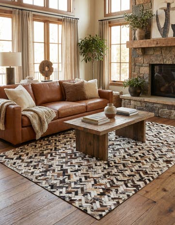 5' x 7' 10 Cowhide Leather Rug