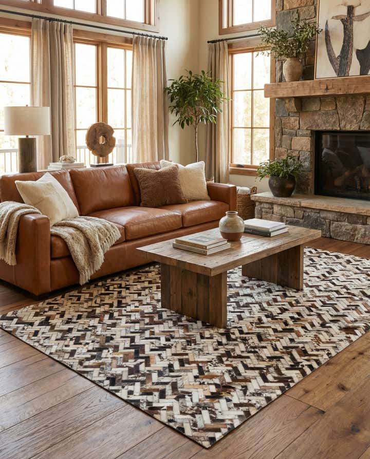 5' x 7' 10 Cowhide Leather Rug