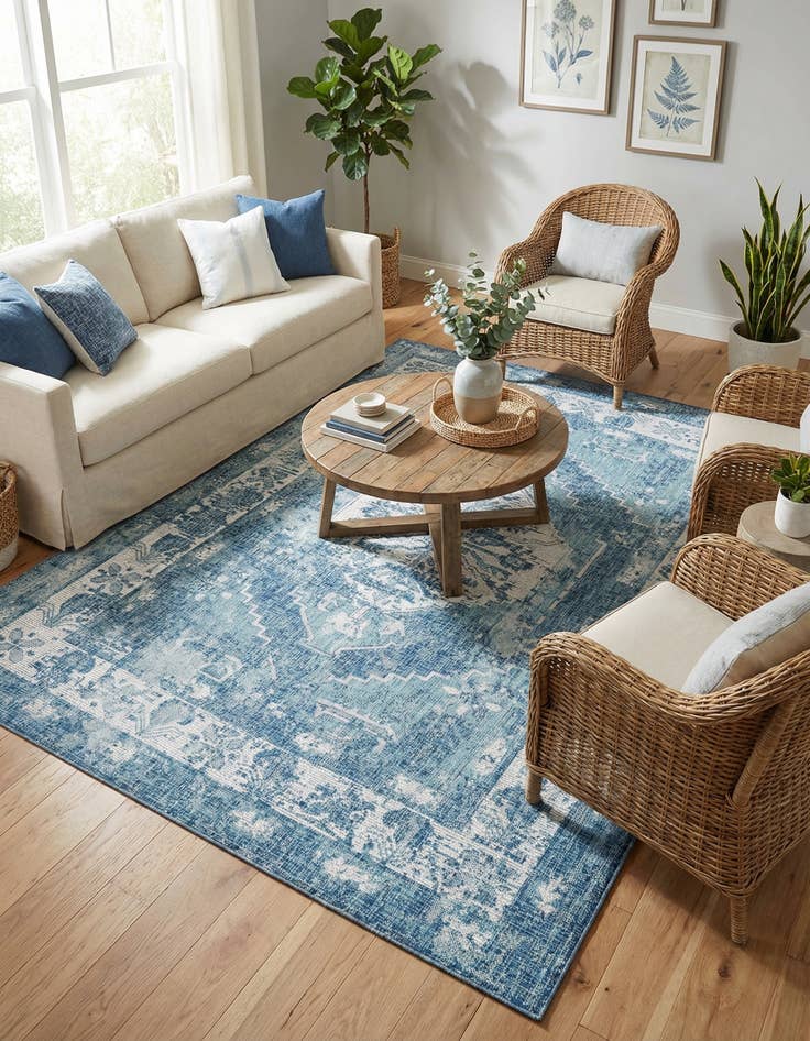 Detail image of  6' x 9'  Washable Traditional Indoor / Outdoor Rug