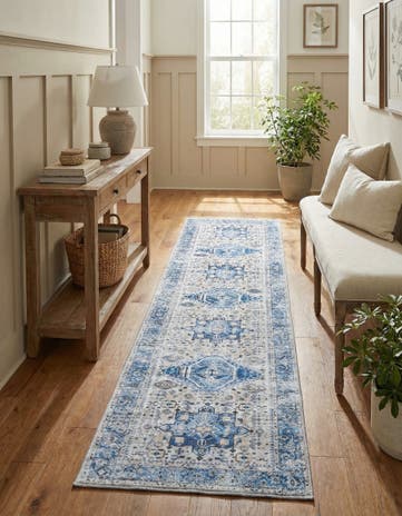 Royal Blue Washable Yara Runner Rug
