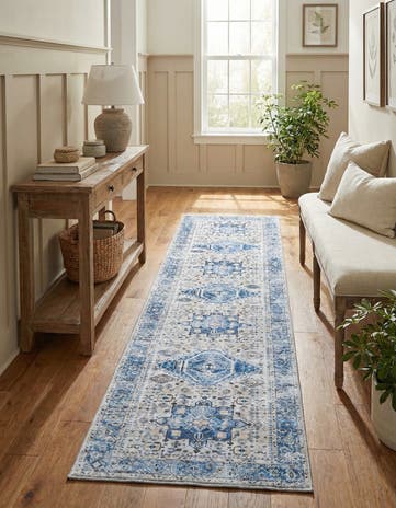 Royal Blue Washable Yara Runner Rug