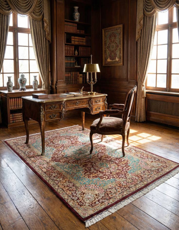 Detail image of 3' 3 x 4' 11 Ghom Silk Rug