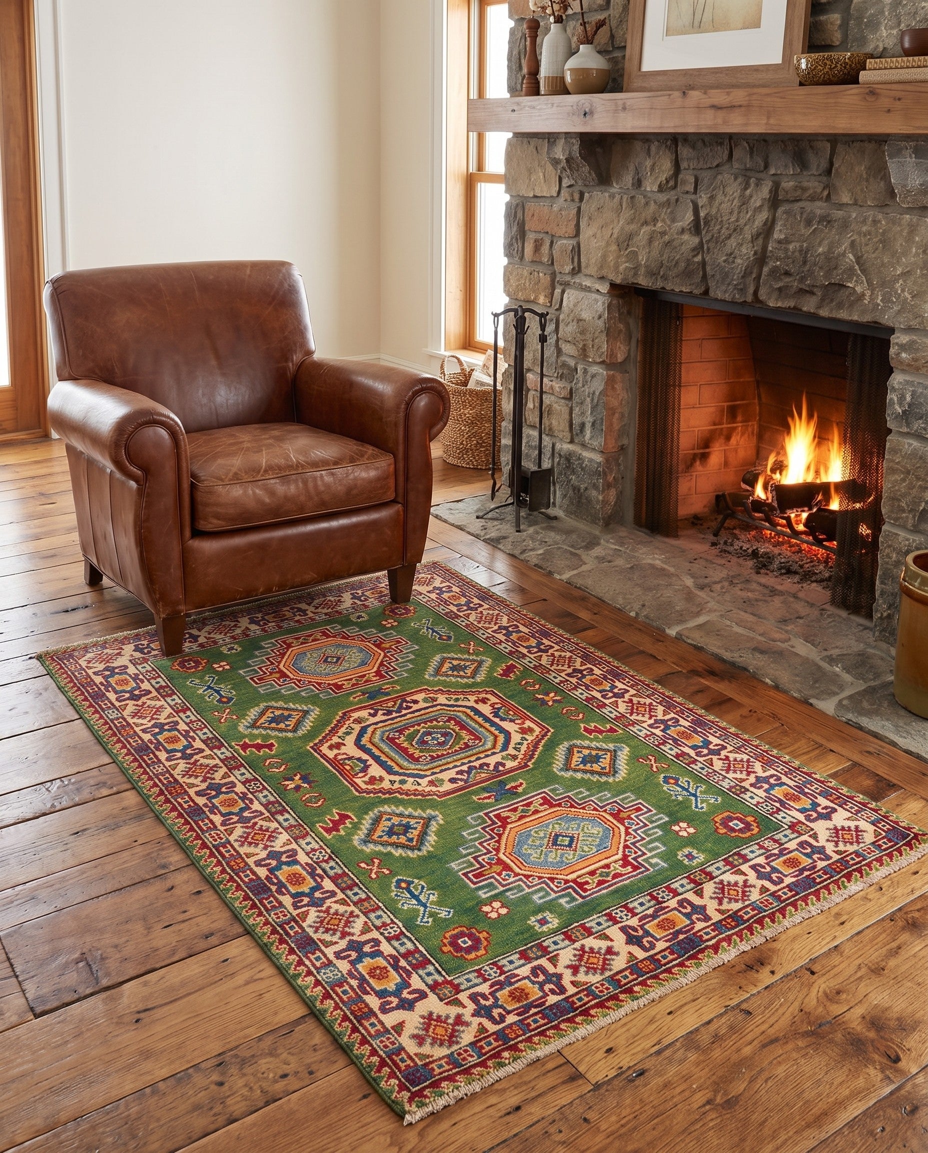 3' 5 x 5' 1 Hand Knotted Kazak Rug
