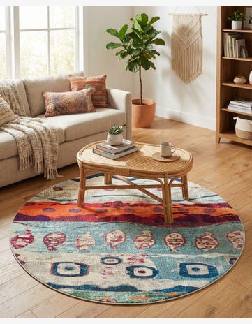 Washable Vivid Round Rug